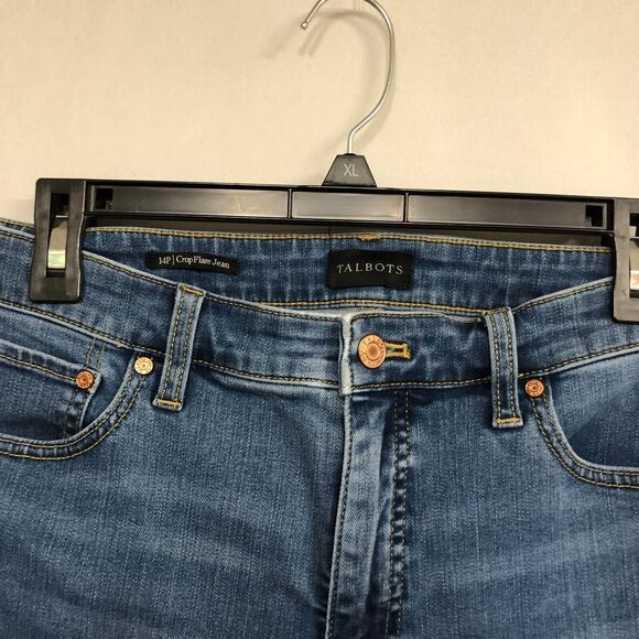 Talbots Women Crop Flare Jeans Size 14P 14 Petite Blue Denim B171 -2 - Picture 14 of 16